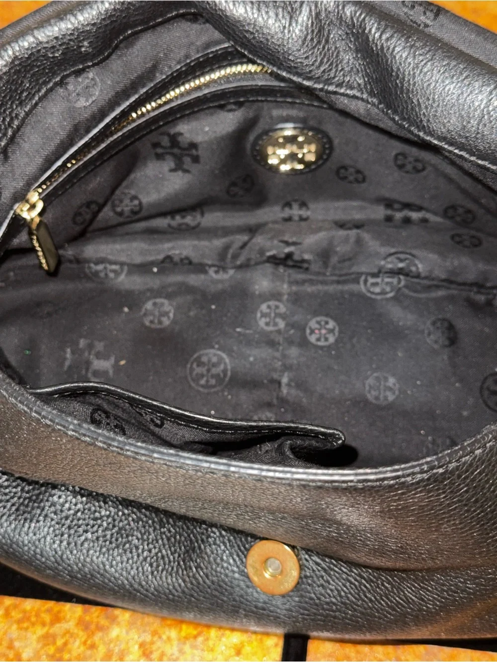 Tory Burch Marion Black Pebbled Leather Chain Shoulder Bag